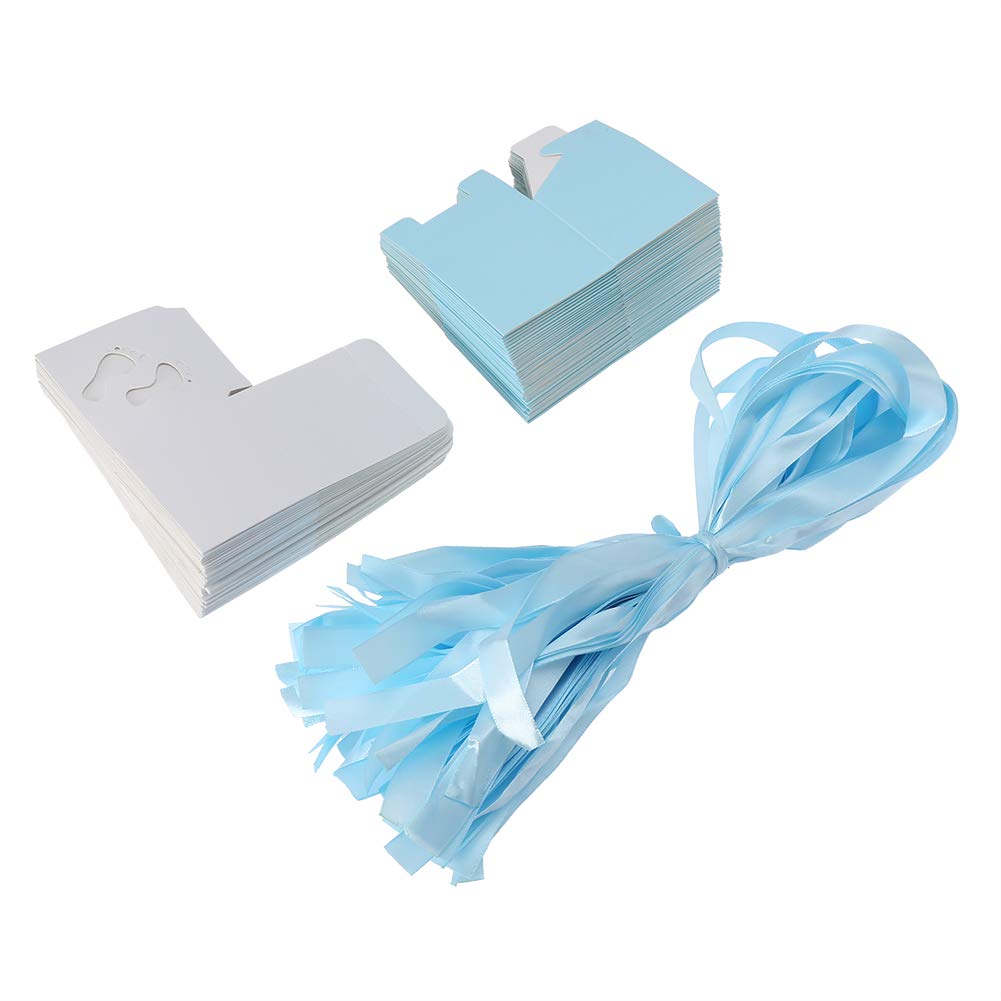 Raguso 50Pcs Adorable Baby Footprint Candy Boxes 6x6x6cm - Blue Wedding Favors, Baby Shower Gifts, Birthday Party Treats | Perfect for Gender Reveals, Christenings & Special Celebrations