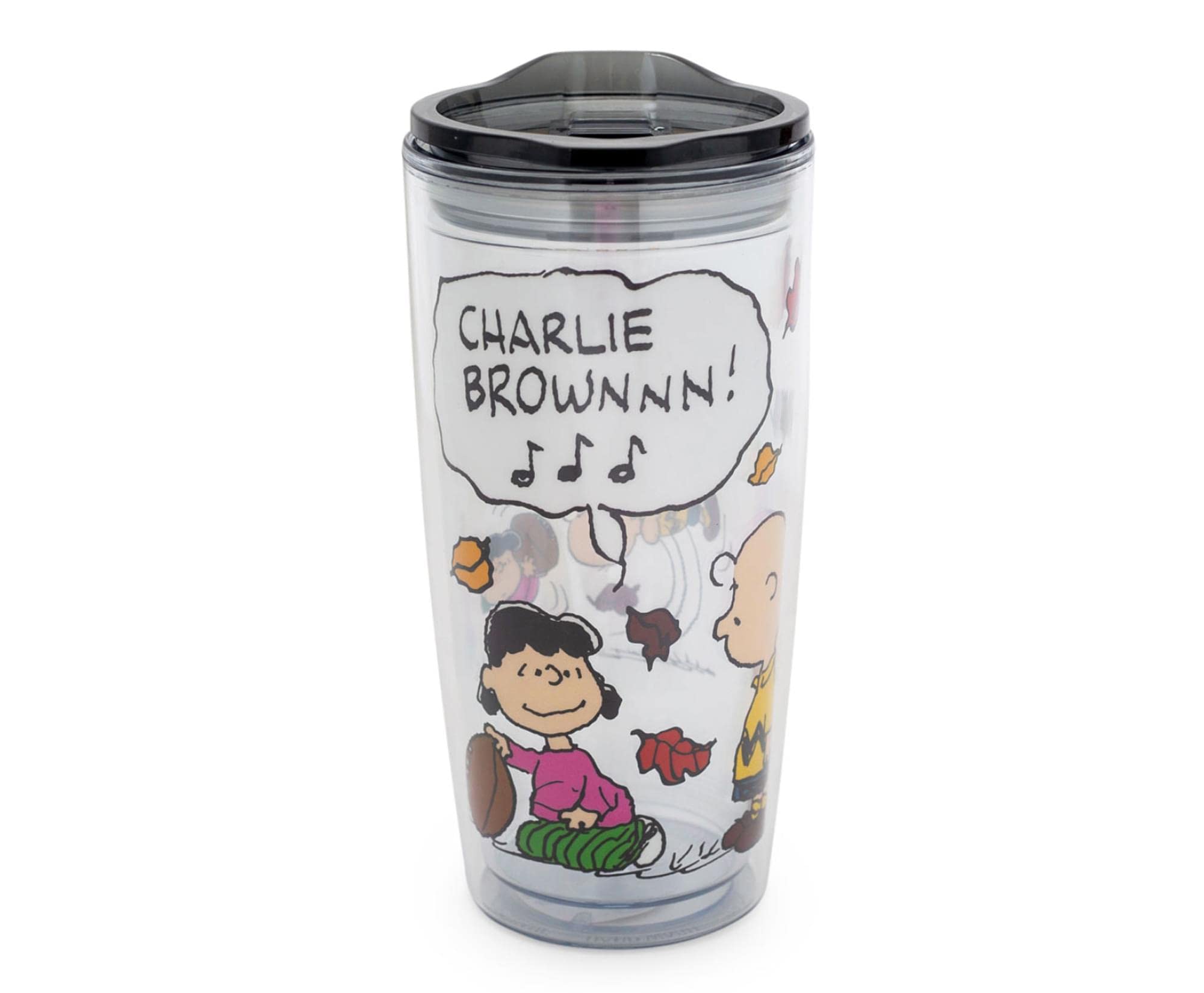 Silver Buffalo Peanuts Charlie Brown & Lucy 20oz Double Wall Insulated Travel Tumbler with Slide Close Lid - Perfect for Coffee, Tea & Cold Drinks at Home, Office or On-The-Go