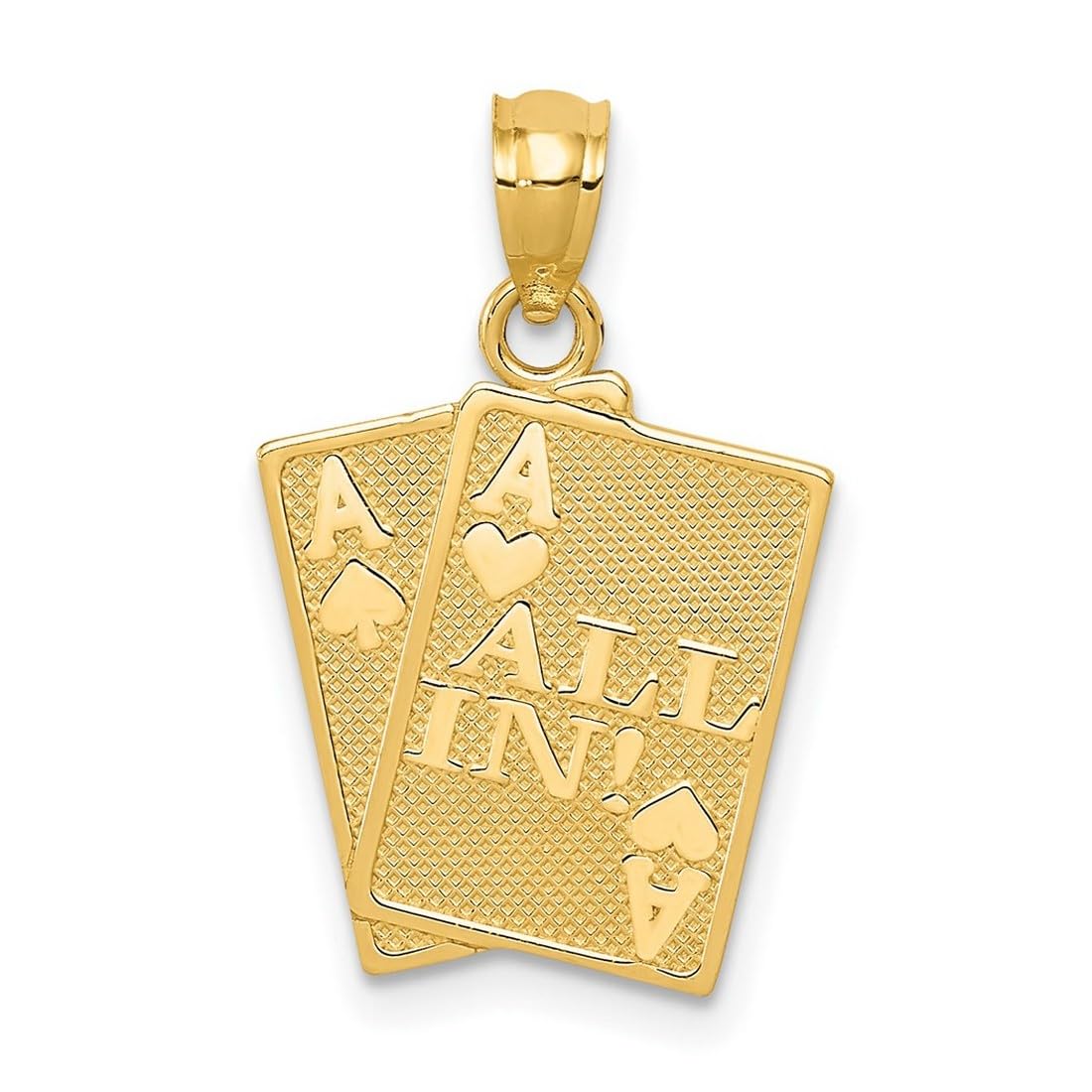 14K Yellow Gold Ace of Love Hearts & Spade Playing Card Pendant Necklace for Women - 21x14mm Elegant Jewelry Gift for Valentine's Day, Anniversary & Romantic Occasions