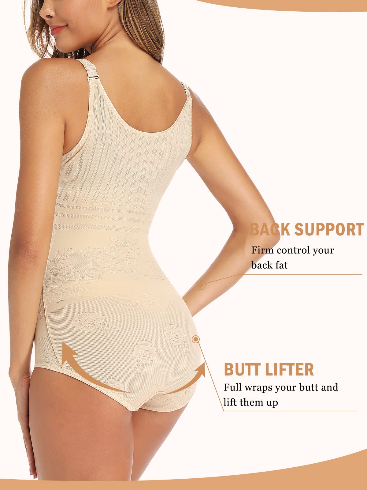 JOYSHAPER Women's Shapewear Bodysuit - Tummy Control Seamless Open Bust Bodysuit for Slimming & Waist Training - Perfect for Dresses, Workouts & Everyday Wear