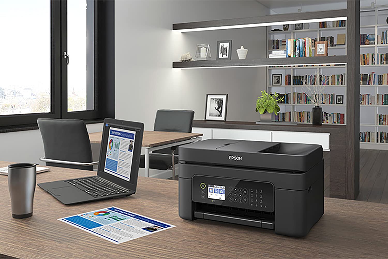 Epson Workforce WF-2850 Wireless All-in-One Color Inkjet Printer with Print, Scan, Copy & Fax - 10ppm, 5760x1440dpi, Auto Duplex, 30-Sheet ADF, Voice Control - Ideal for Home Office & Small Business Productivity