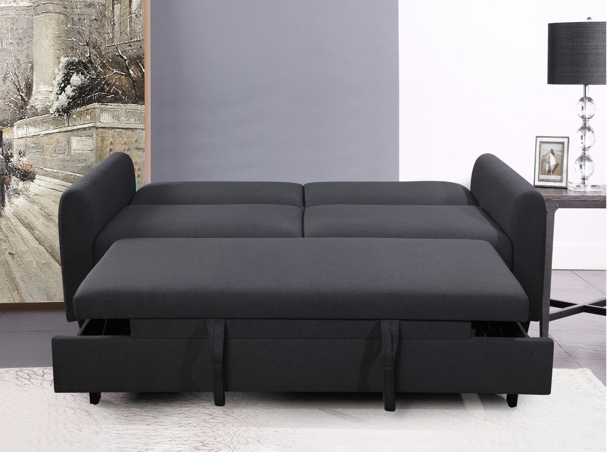 3 Seater Sofa Bed with Storage, Dark Grey Convertible Sleeper Couch - Perfect for Small Apartments, Guest Rooms & Living Rooms