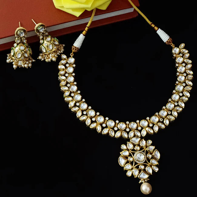 Luxury Gold Plated Royal Kundan Necklace and Earrings Set (D234) - Perfect for Weddings, Parties & Special Occasions