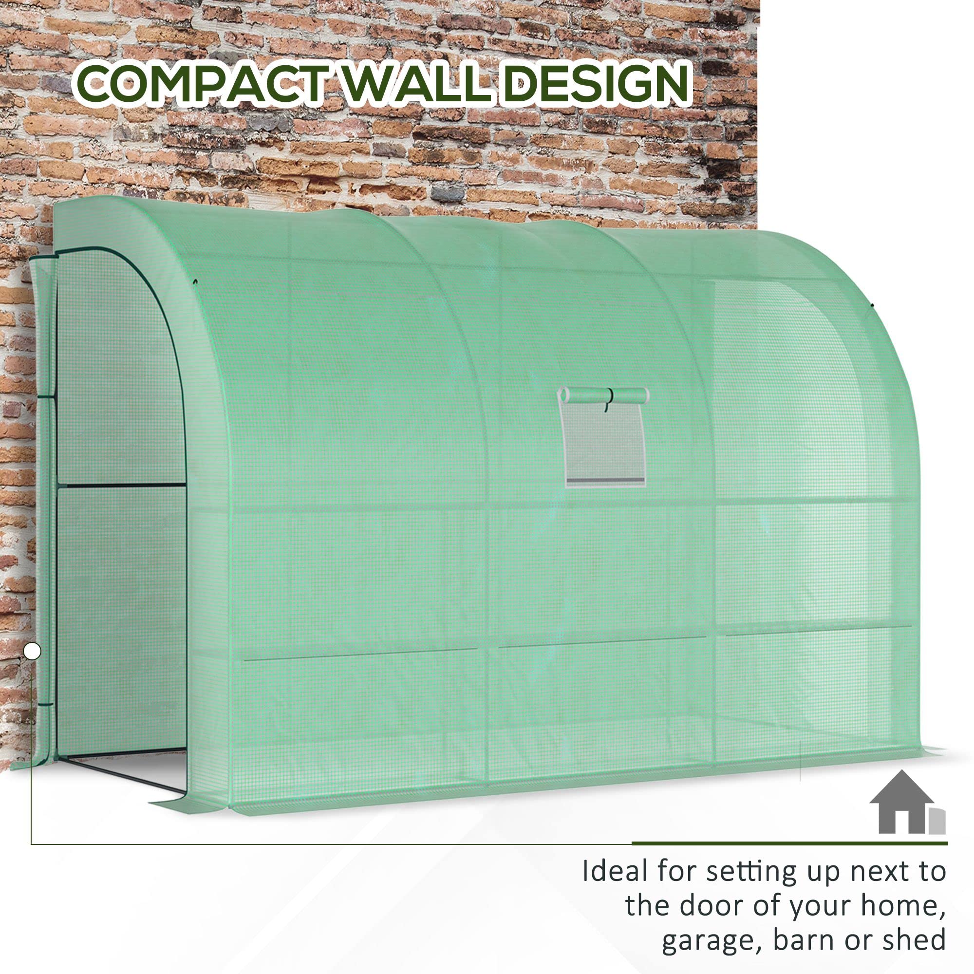 Outsunny 10' x 5' x 7' Walk-in Greenhouse with PE Cover, 2 Roll-up Doors & Windows, 3 Wire Shelves - Perfect for Plant Nursery, Gardening & Backyard Growing - Ideal for Vegetables, Flowers & Herbs in All Seasons