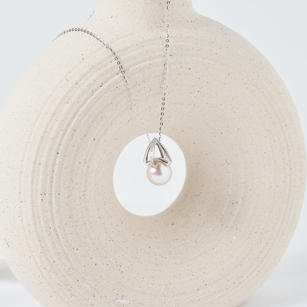18K Solid Gold Diamond & Australian White Saltwater Pearl Necklace - Elegant Bridal Jewelry, Anniversary Gift for Her, Luxury Women's Pearl Pendant Necklace KN00239