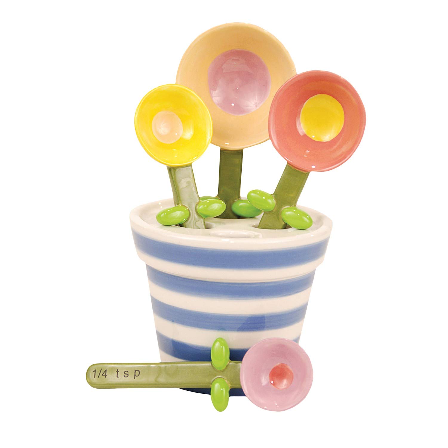 180 Degree Measuring Spoon Set for Baking & Cooking - Ceramic Flower Pot Design - Perfect for Measuring Spices, Flour, Sugar & Coffee - Ideal for Home Bakers & Kitchen Enthusiasts