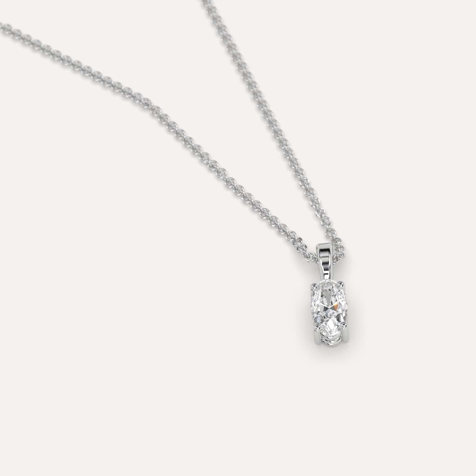 1/4 Carat Oval Diamond Pendant Necklace for Women - 14K White Gold Elegant Jewelry Gift for Anniversary, Valentine's Day & Special Occasions
