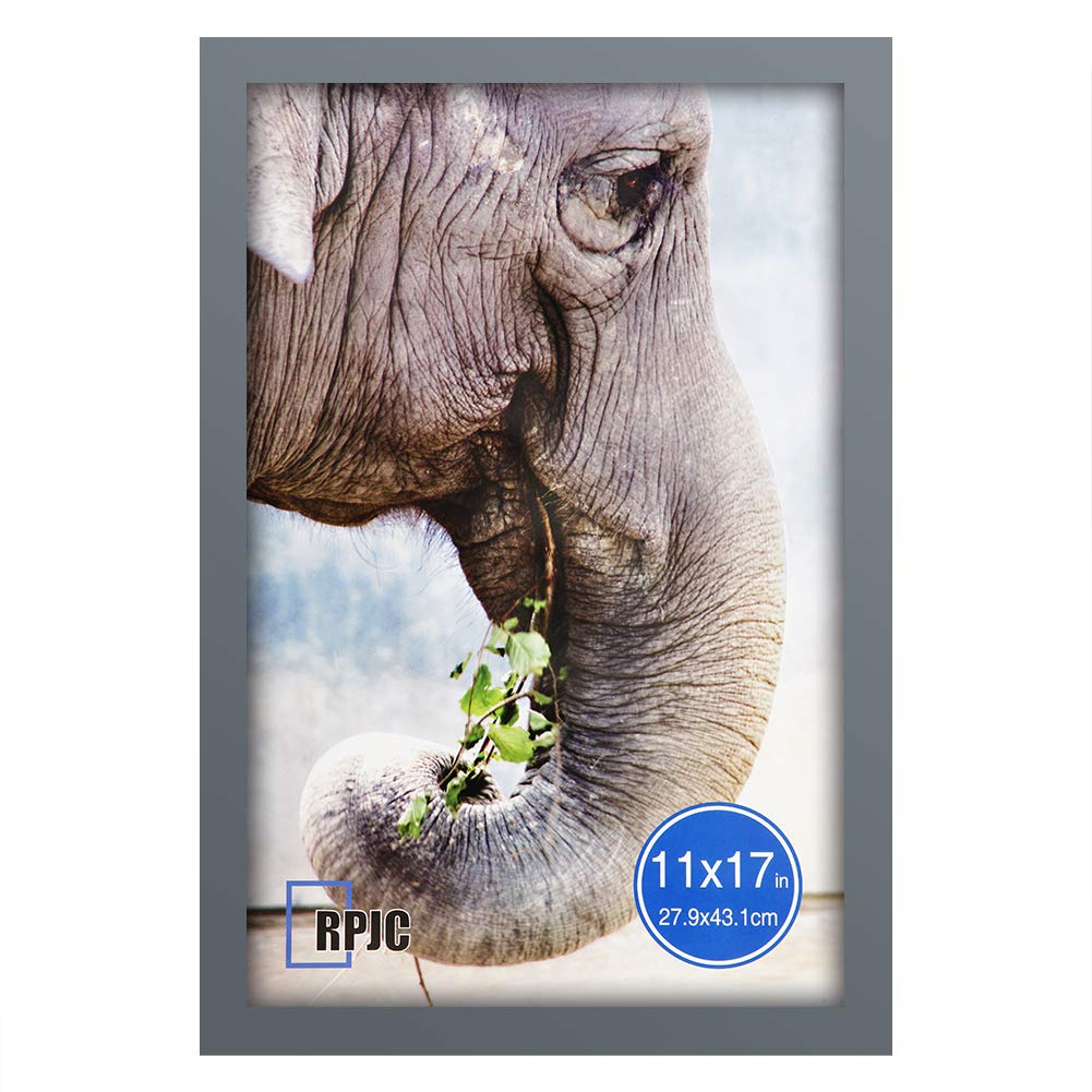 11x17 Inch Solid Wood Poster Frame - Wall Mount Picture Frame with Hanging Hardware, Grey - Perfect for Home Decor, Office Art Display & Gallery Wall Arrangements