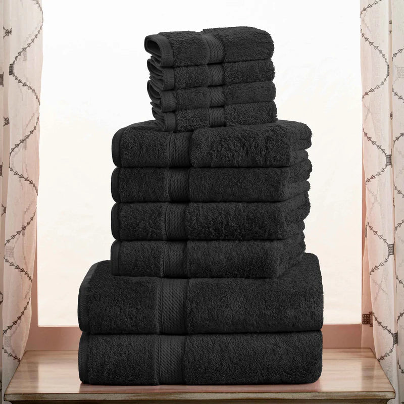 Premium Egyptian Cotton 10-Piece Towel Set - Ultra Soft, Heavyweight & Plush for Bath, Spa & Luxury Home Use