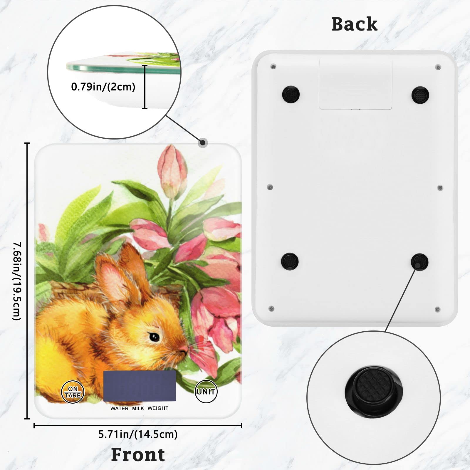 Easter Bunny Digital Kitchen Scale - Waterproof, Ounces & Grams for Baking & Cooking