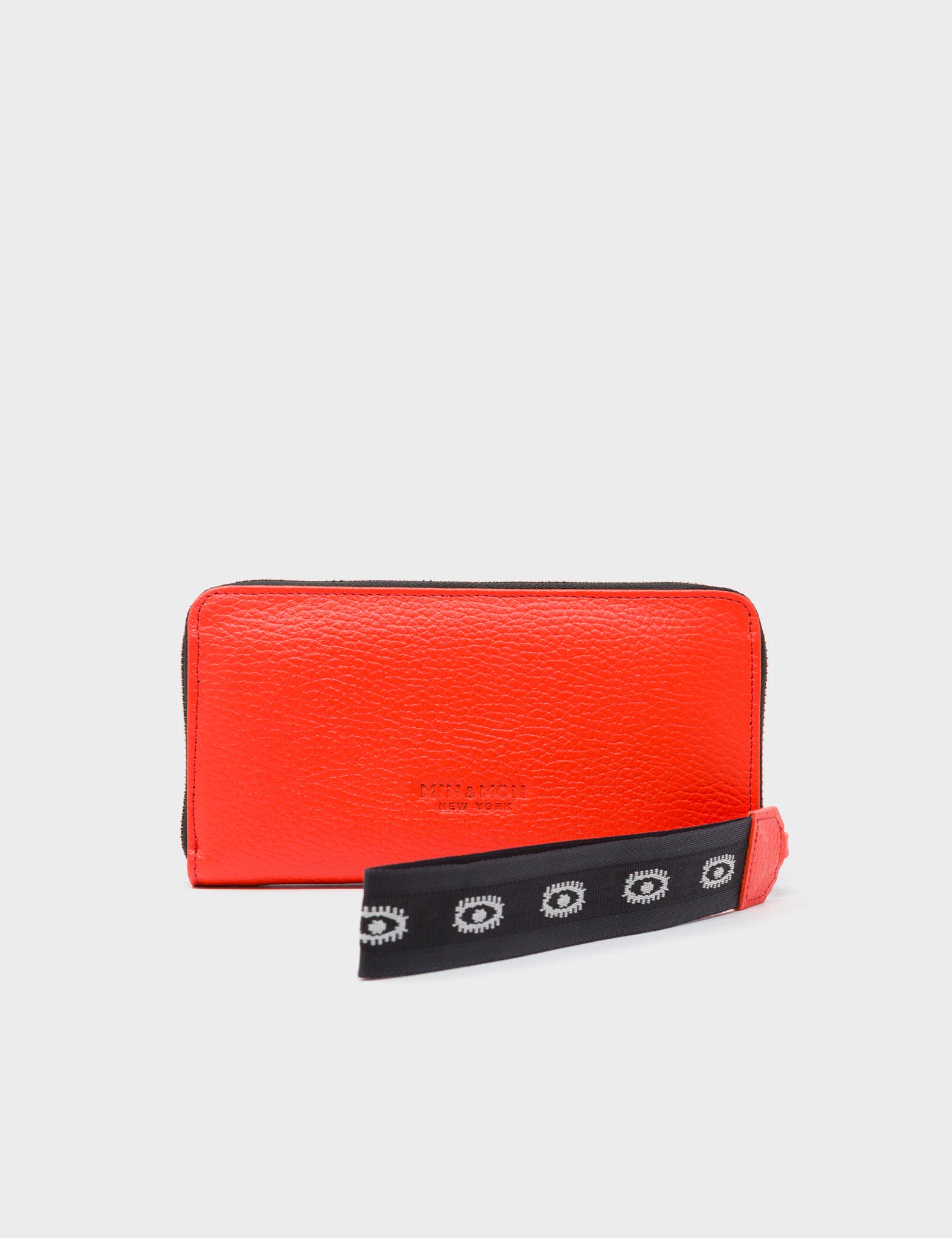 Francis Fiesta Red Leather Wallet with Eye Love New York Embroidery - Perfect Gift for Travel & Everyday Use