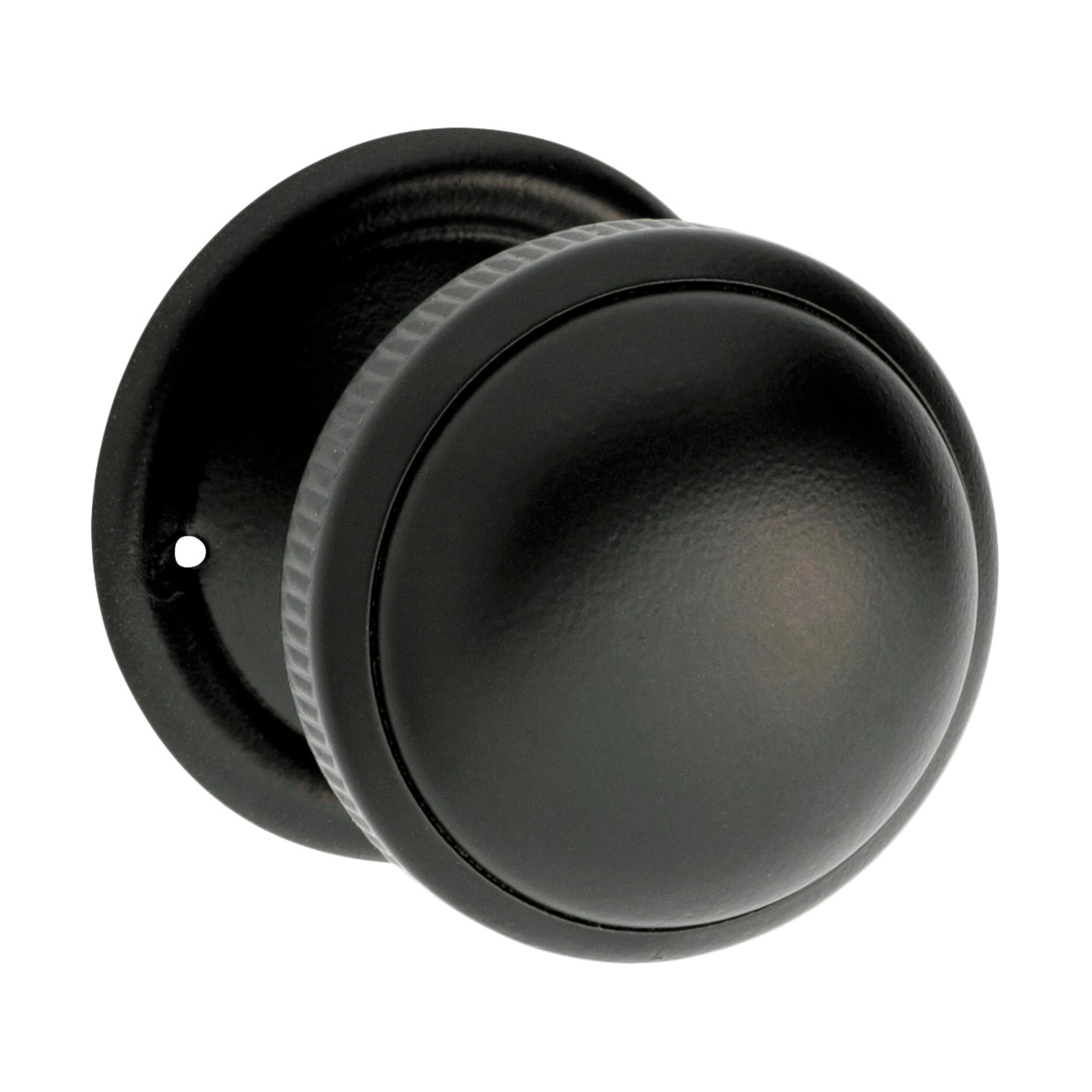 Premium Matte Black Round Rose Door Knob Set - Milled Edge Design (D45xP46mm BP45mm) - Ideal for Bedroom, Bathroom & Interior Doors