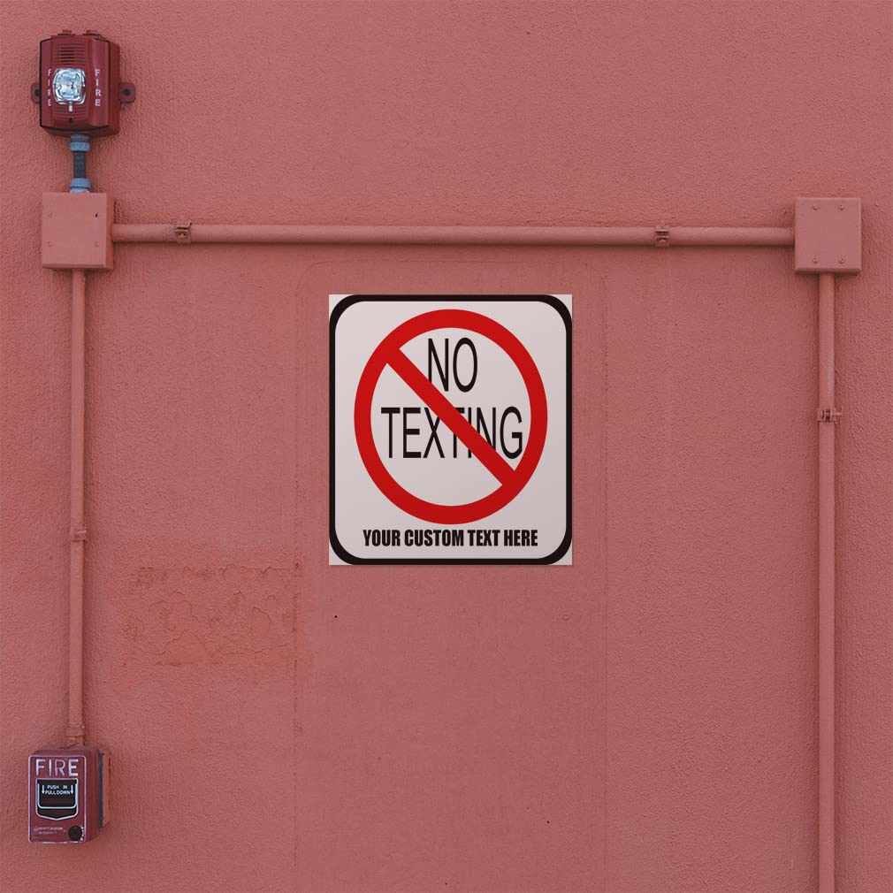 Custom Industrial Decals - 10x10 Inch Square Vinyl Safety Stickers with Personalized Text - No Texting Sign, Security & Industrial Warning Labels - Perfect for Factories, Warehouses & Workplaces