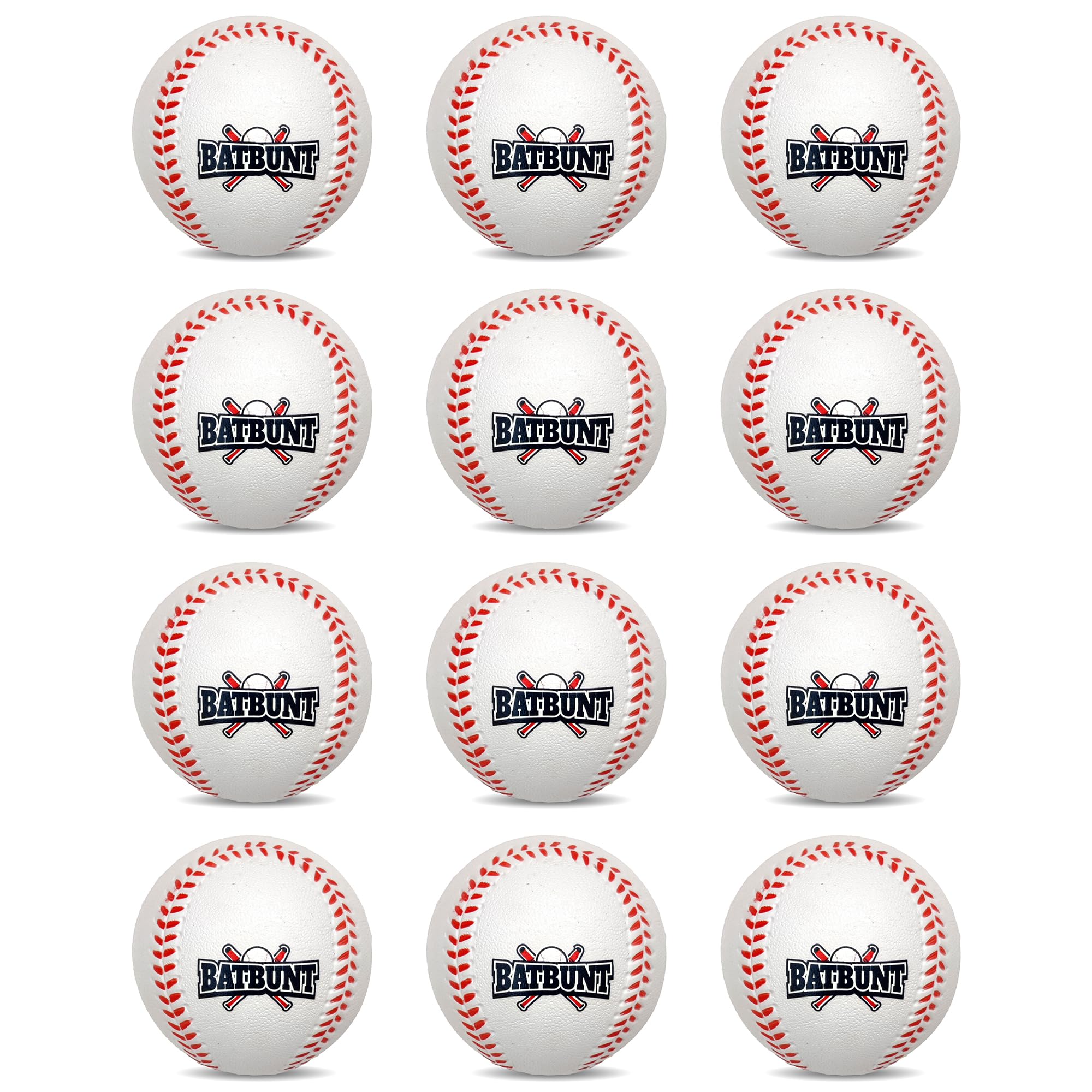 12 Pack Soft Foam Baseballs for Training & Practice - Safe T-Balls for Kids & Beginners - Perfect for Backyard, Batting Cages & Youth Leagues (White)