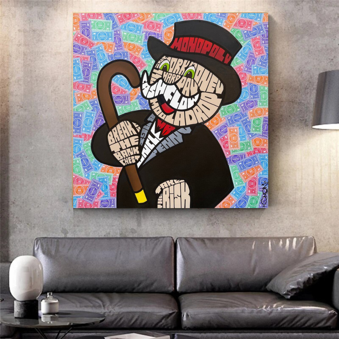 Mr Monopoly Cash Flow Art - Financial Success Motivational Wall Decor for Home & Office | Perfect for Entrepreneurs, Investors & Business Owners