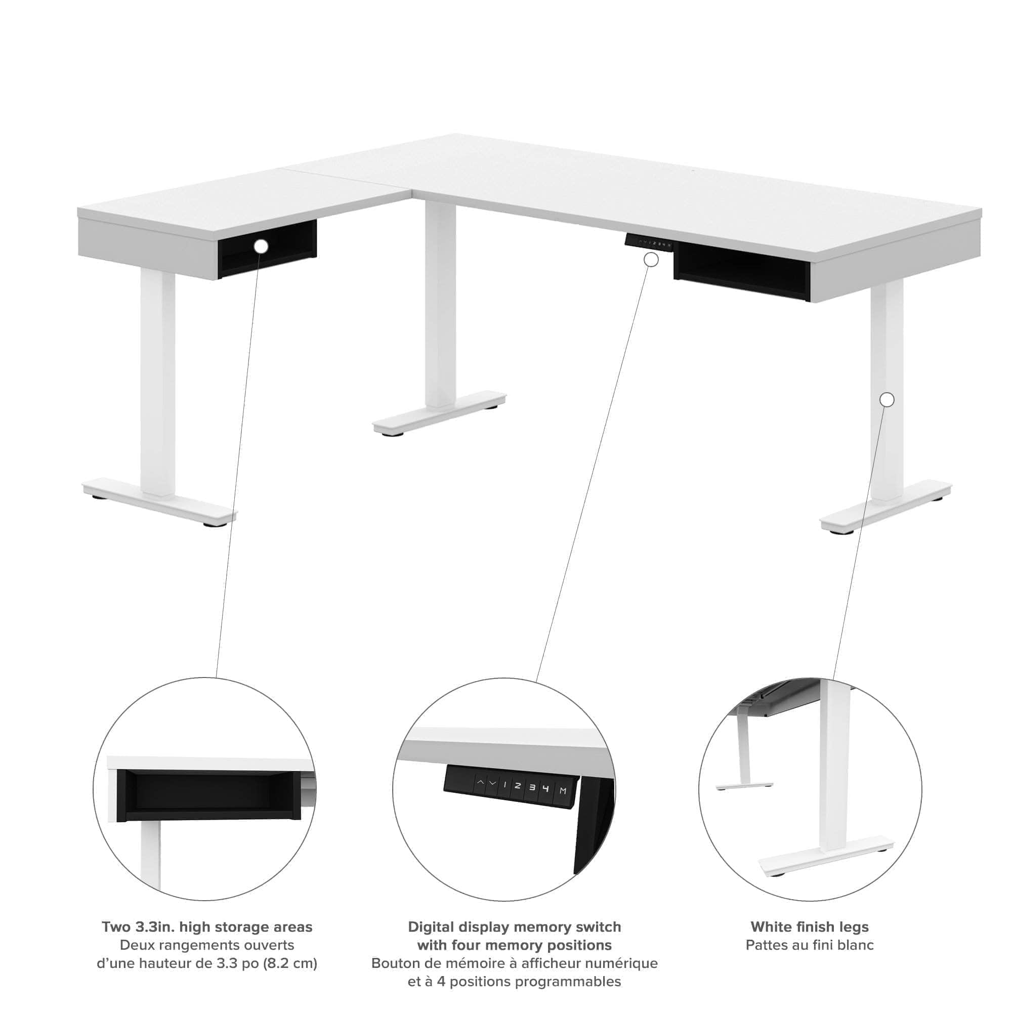 Ergonomic L-Shaped Standing Desk with Built-in Credenza & Dual Monitor Arm - 2 Color Options for Home & Office Workspace