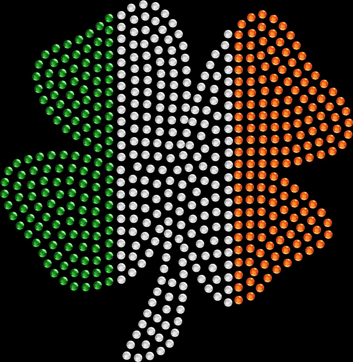 DIY Rhinestone Bling Iron On Transfer - Sparkle Ireland Flag Shamrock Clover Design for T-Shirts, Hats & Bags | St. Patrick's Day & Irish Pride Apparel Decorations
