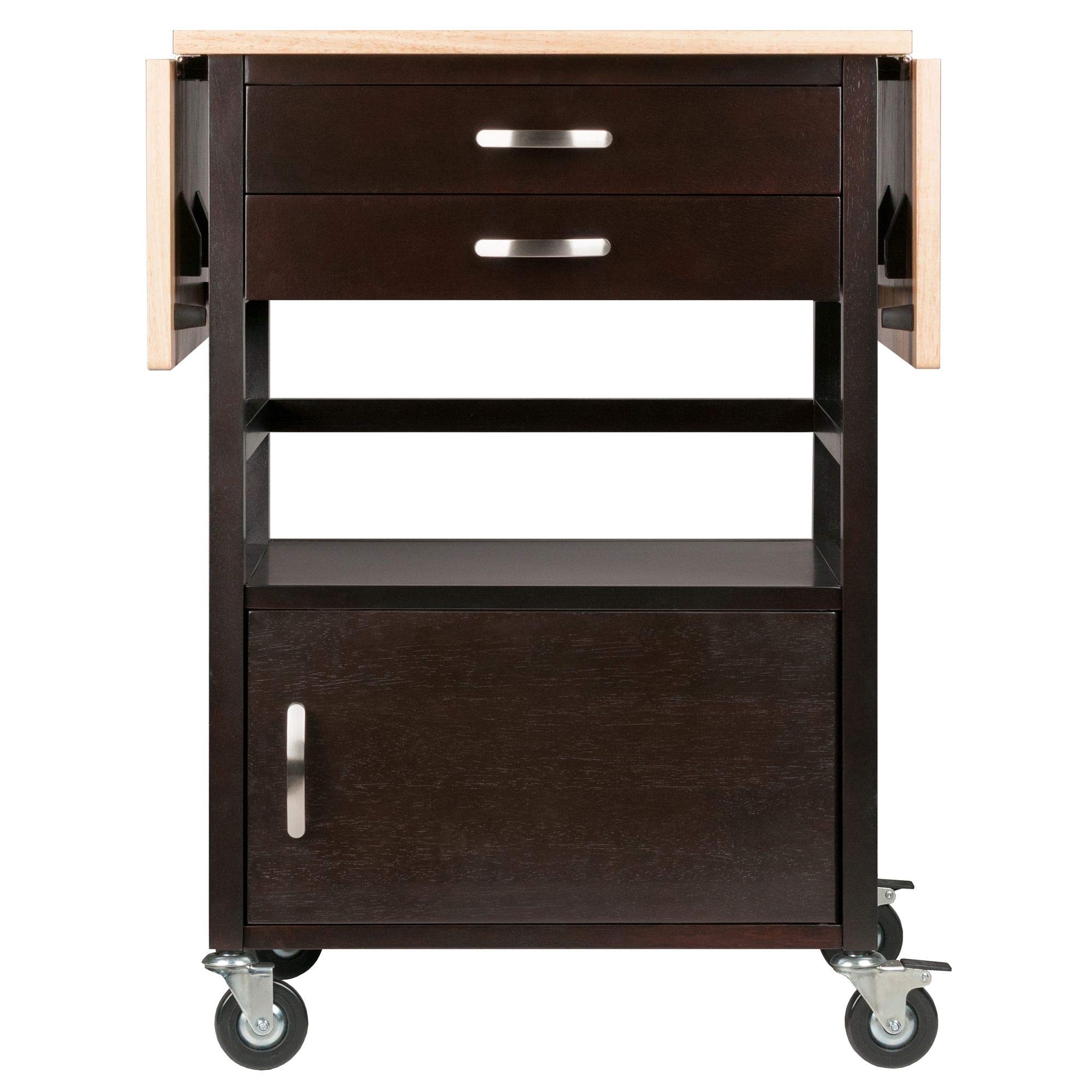 Bellini Kitchen Cart with Coffee Finish - Portable Rolling Island for Small Spaces, Perfect for Coffee Bar, Breakfast Nook or Extra Counter Space in Kitchen, Dining Room or Apartment