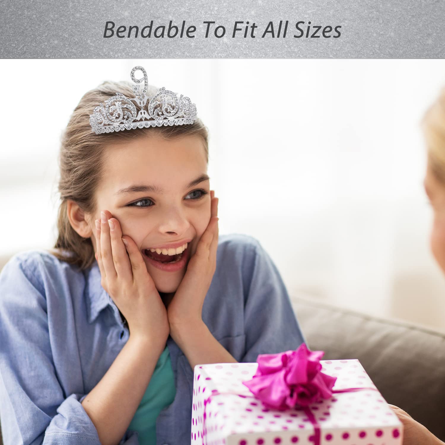 9th Birthday Girl's Party Decorations Set - Princess Tiara, Crown, Sash & Party Favors for Girls - Perfect for Birthday Celebrations, Photo Shoots & Themed Parties