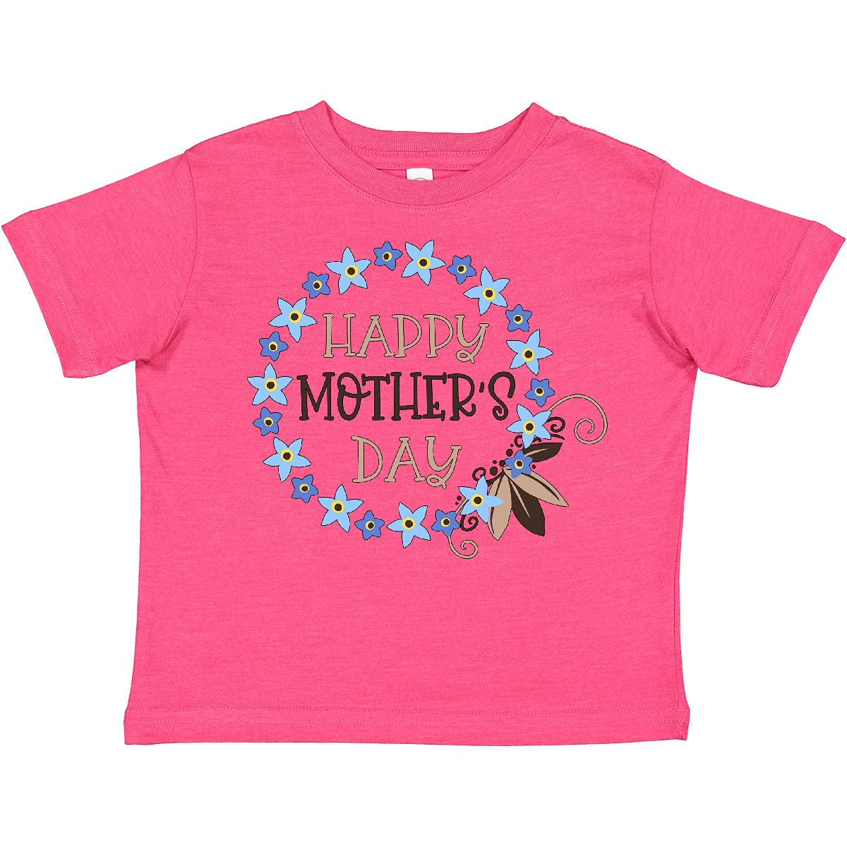 Inktastic Happy Mother's Day Blue Forget-Me-Not Flower Wreath Toddler T-Shirt - Cute Baby Clothes for Mother's Day Gifts, Family Photos & Special Occasions