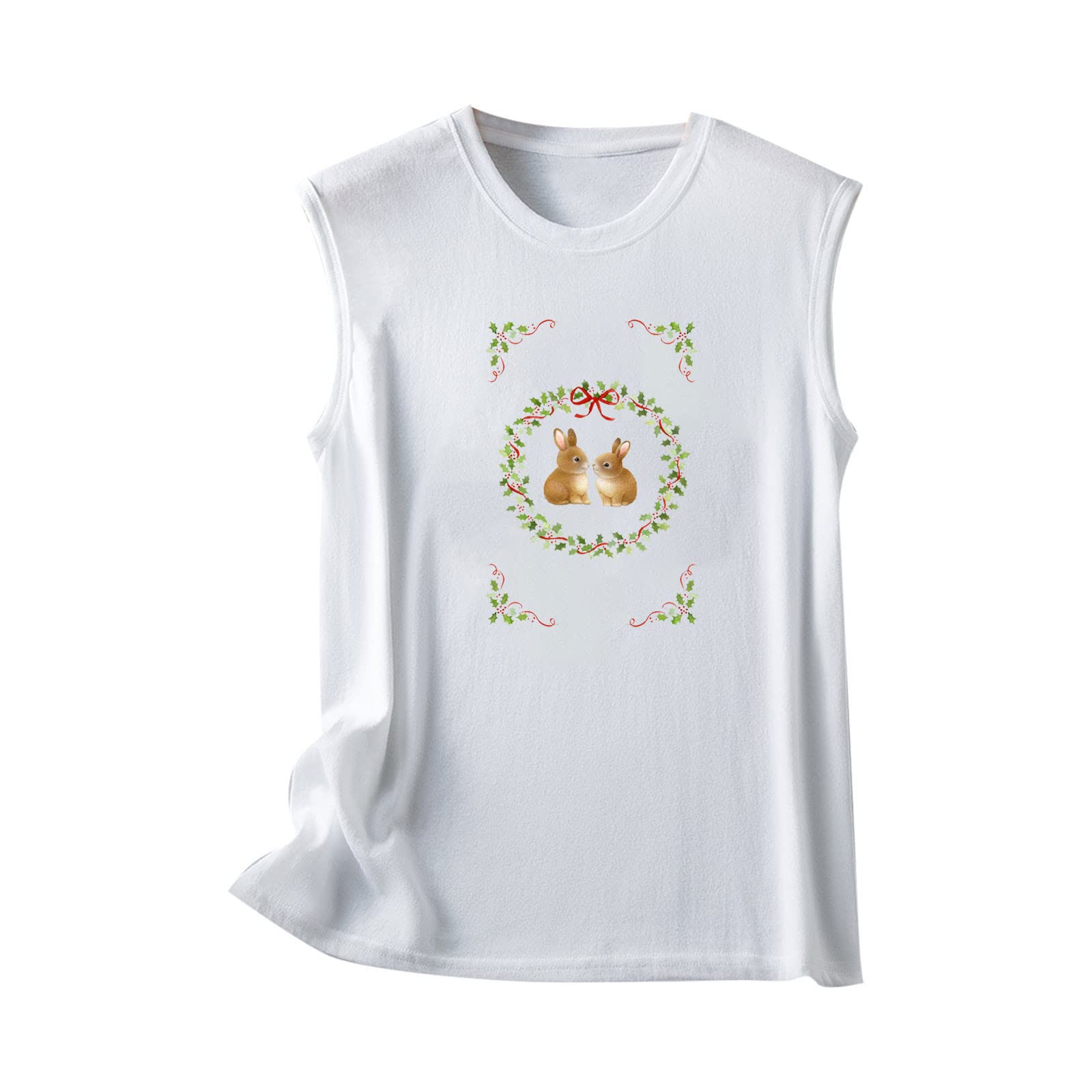 Women's Cute Easter Print Tank Tops - O-Neck Sleeveless Blouse for Casual Wear, Summer Outfits & Holiday Parties