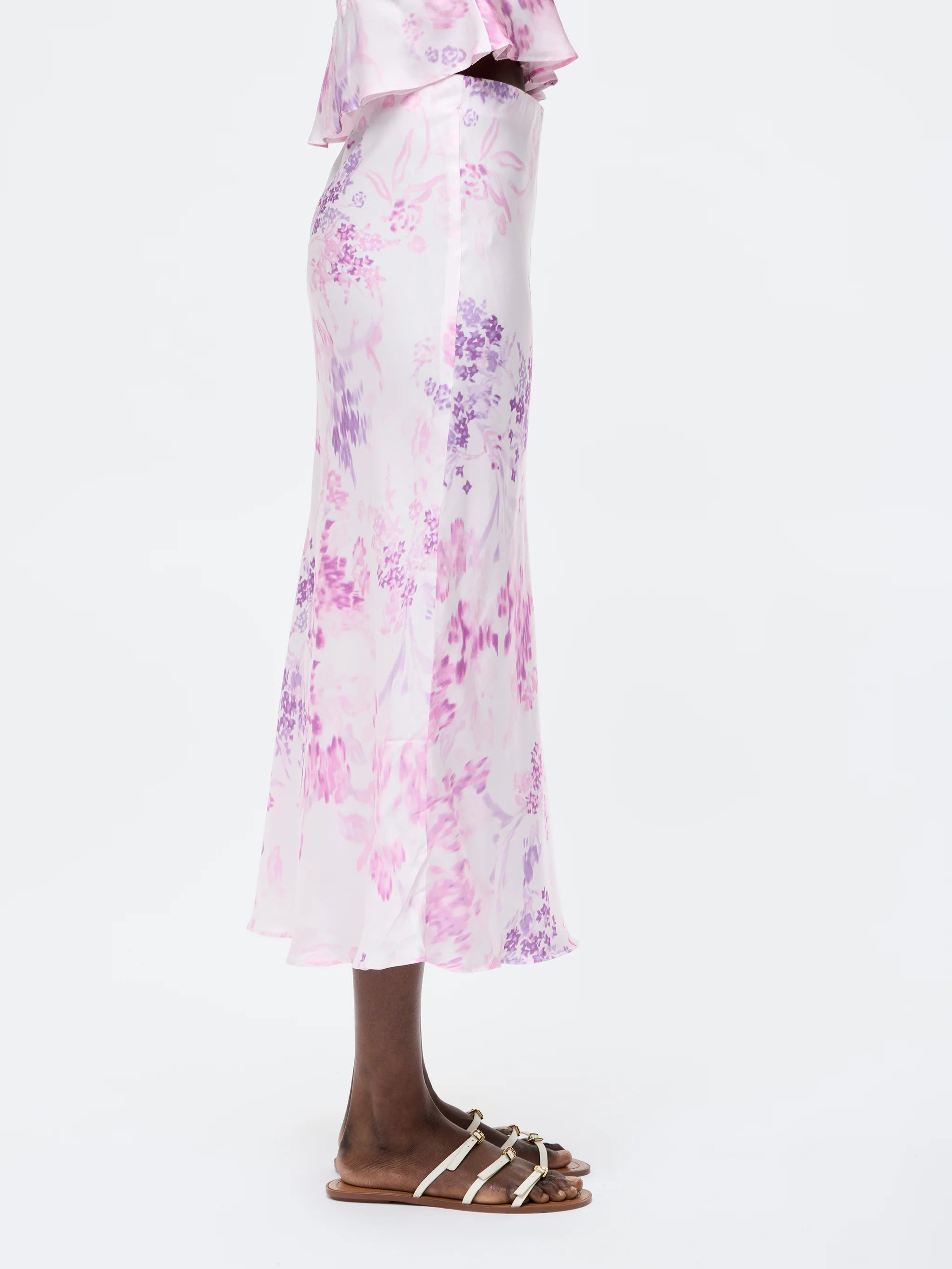 Elyria Satin Midi Skirt for Women - Elegant High Waist Flowy Skirt with Slit, Perfect for Parties, Weddings & Date Nights