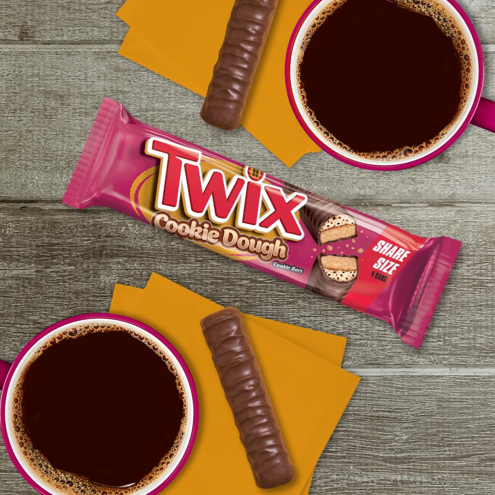 TWIX Cookie Dough Milk Chocolate Candy Bars Bulk Pack - 20 Individually Wrapped Share Size Bars, Crunchy Cookie & Caramel in Rich Milk Chocolate | Perfect for Halloween Candy, Christmas Gifts, Birthday Parties, Office Snacks & Movie Nights