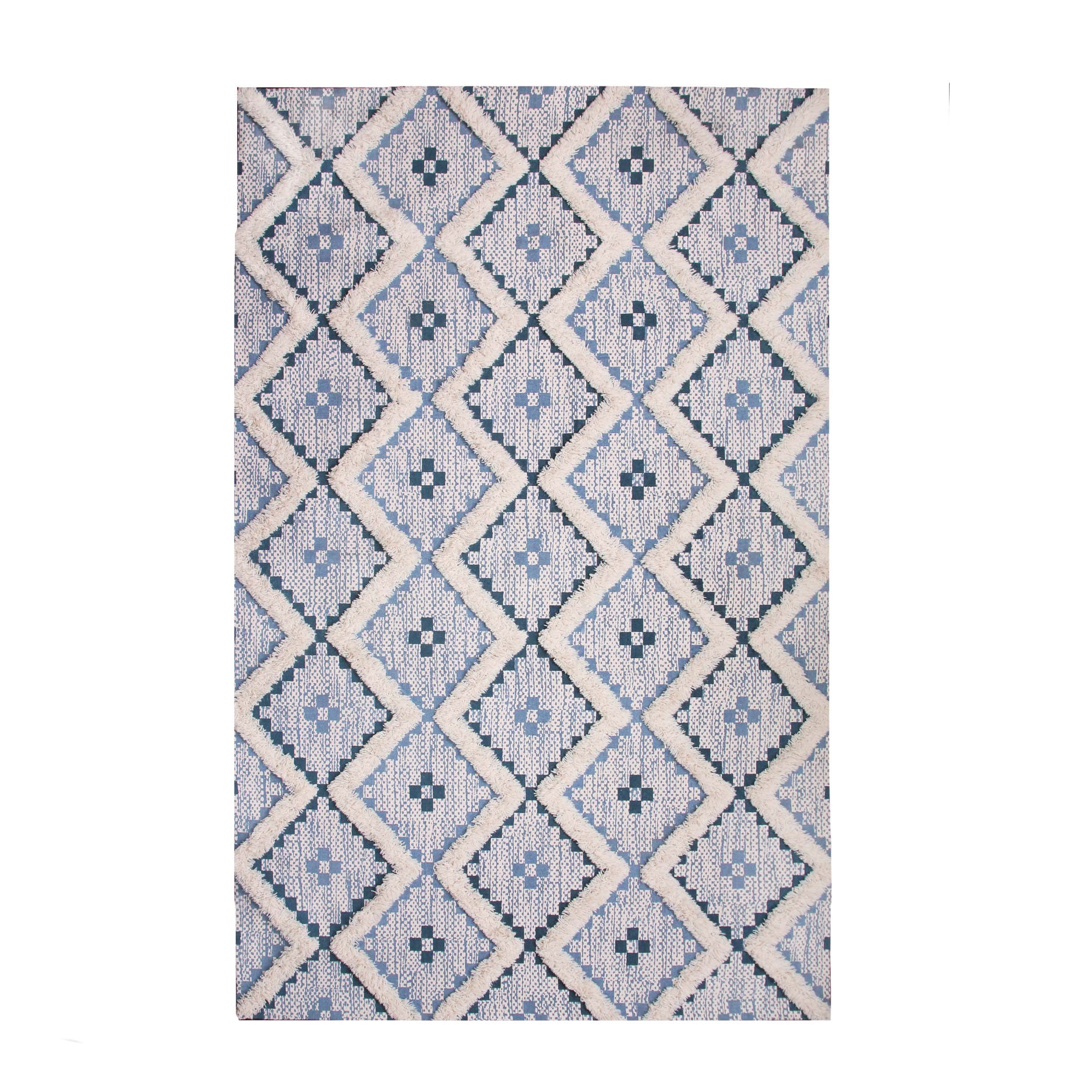 Premium Hand-Tufted Indoor Area Rug - 6' x 9' Modern Printed Carpet for Bedroom & Living Room Decor | Cerulean-Dark Denim Design | Soft & Durable Floor Mat for Home Aesthetic, Cozy Spaces & Interior Design Projects