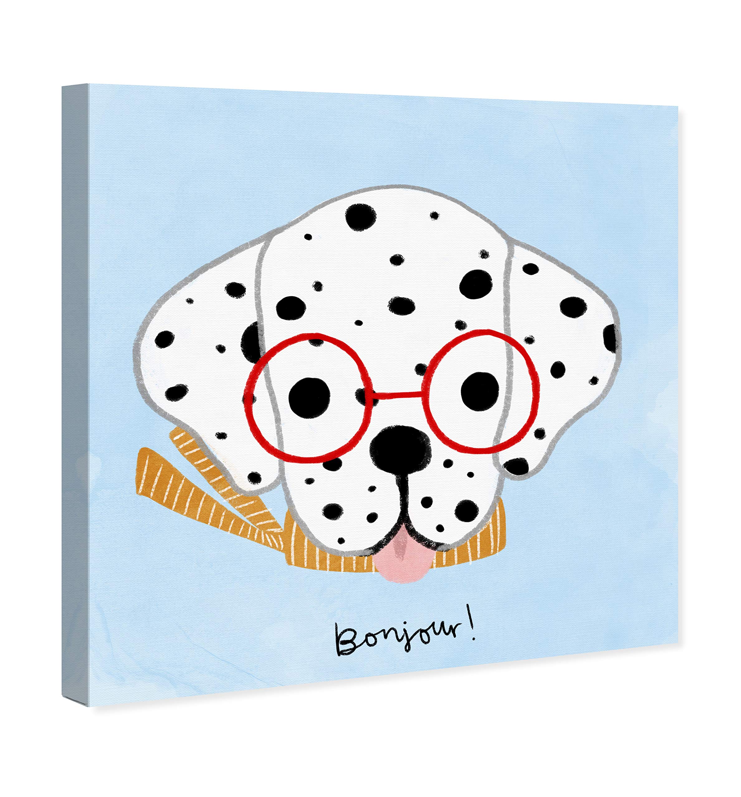 Oliver Gal Artist Co. 'Bonjour Spots' Animal Wall Art Canvas Print - 24x24 Inch Modern Home Decor in White & Blue - Perfect for Living Room, Bedroom, or Office Wall Decor