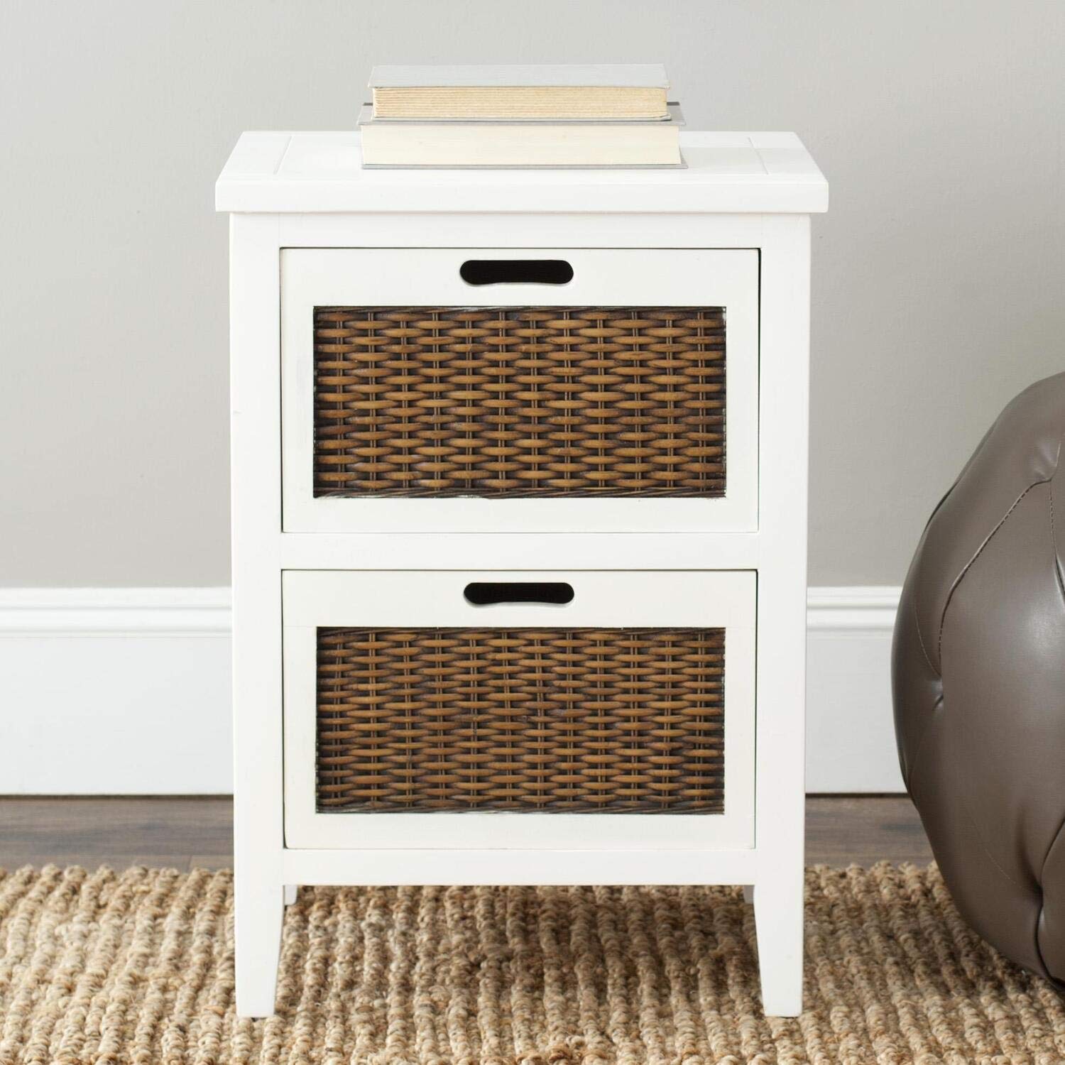 Safavieh American Homes Collection Jonah Grey 2-Drawer End Table - Modern Nightstand for Bedroom, Living Room & Office - Stylish Storage Side Table with Drawers