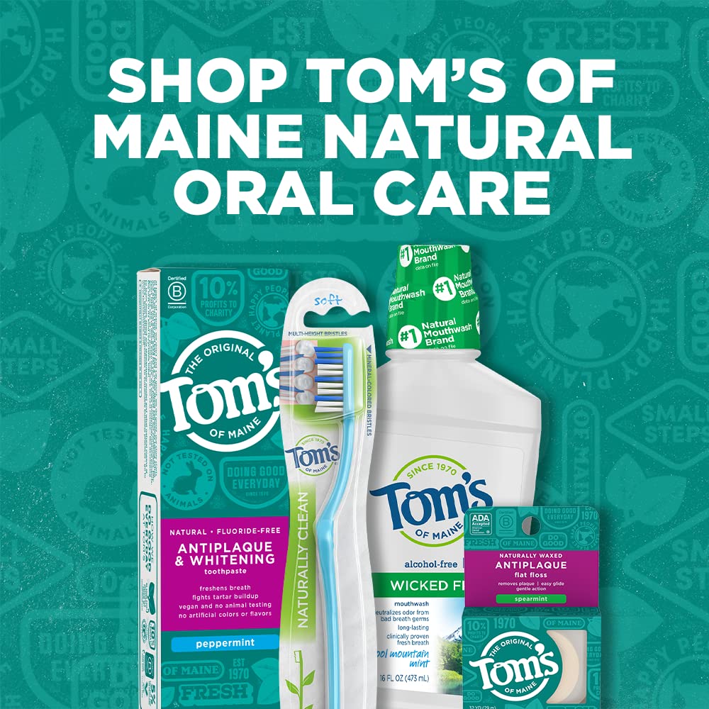 Tom's of Maine Naturally Waxed Antiplaque Dental Floss - Spearmint Flavor, 32 Yards | Gentle & Effective Teeth Cleaning for Fresh Breath & Healthy Gums | Perfect for Travel, Home & Office Use