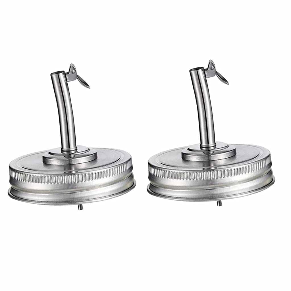 TWDYC 2-Pack Mason Jar Oil Pour Spout Lids with Caps - Leak-Proof Regular Mouth Dispenser for Olive Oil, Vinegar & Liquids - Perfect for Kitchen, Salad Dressing & DIY Craft Storage