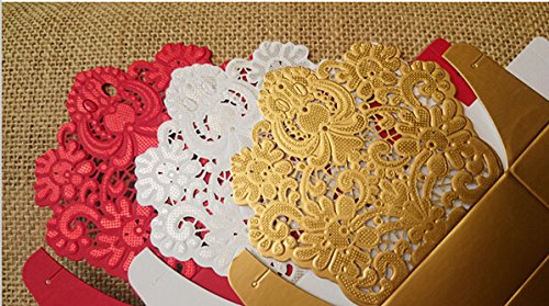 150 Gold/Red/White Wedding Favor Candy Boxes - Elegant Wedding Party Favors, Bridal Shower Gifts & Decoration - Perfect for Wedding Receptions, Anniversary Celebrations and Special Events