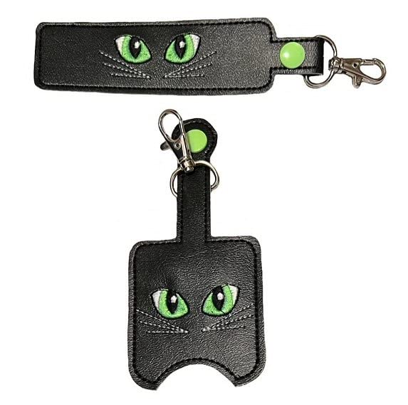 Cat Eyes Hand Sanitizer Holder & Lip Balm Keychain - Cute Sanitizer Bottle Clip for Purse, Car Keys, Backpack - Perfect for Travel, Office, School, Gym