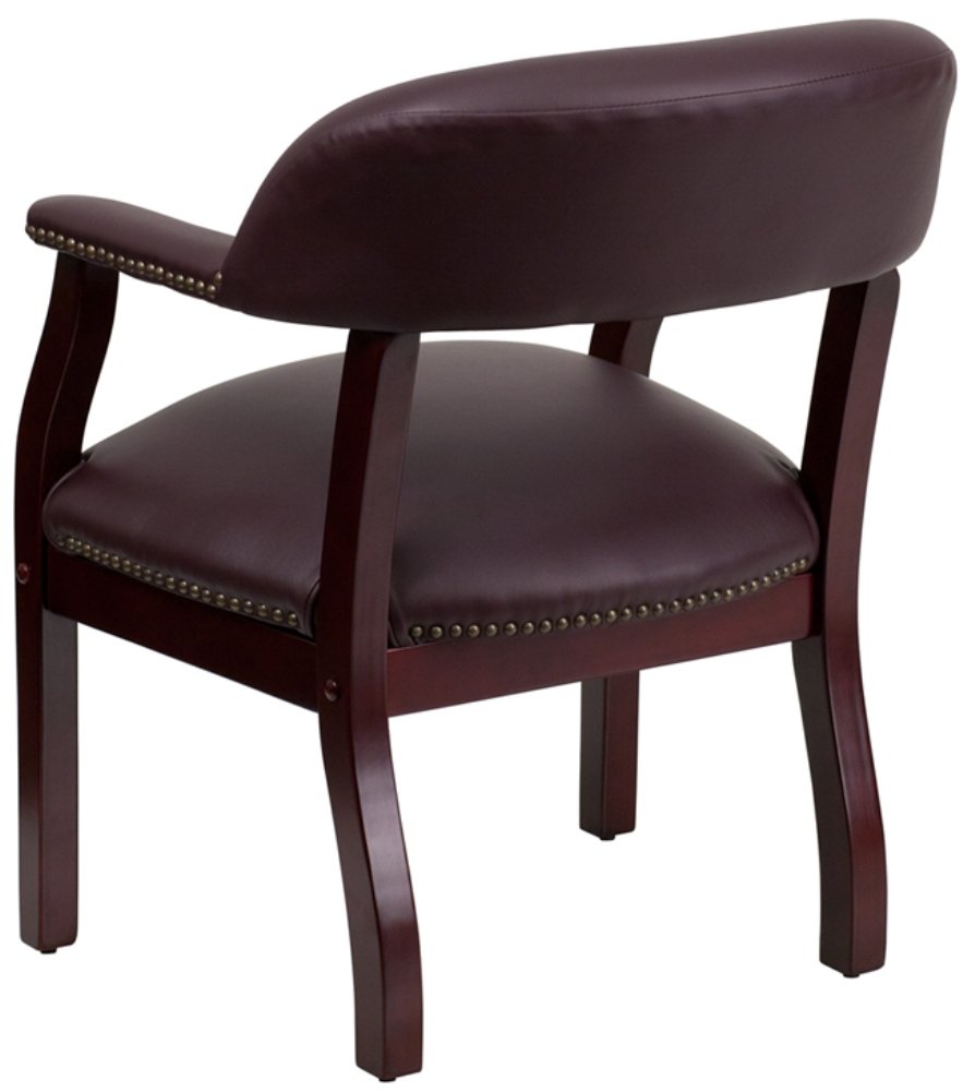 Flash Furniture Diamond Burgundy LeatherSoft Conference Chair with Accent Nail Trim - Ergonomic Office Chair for Executive Meetings & Home Office Workspace