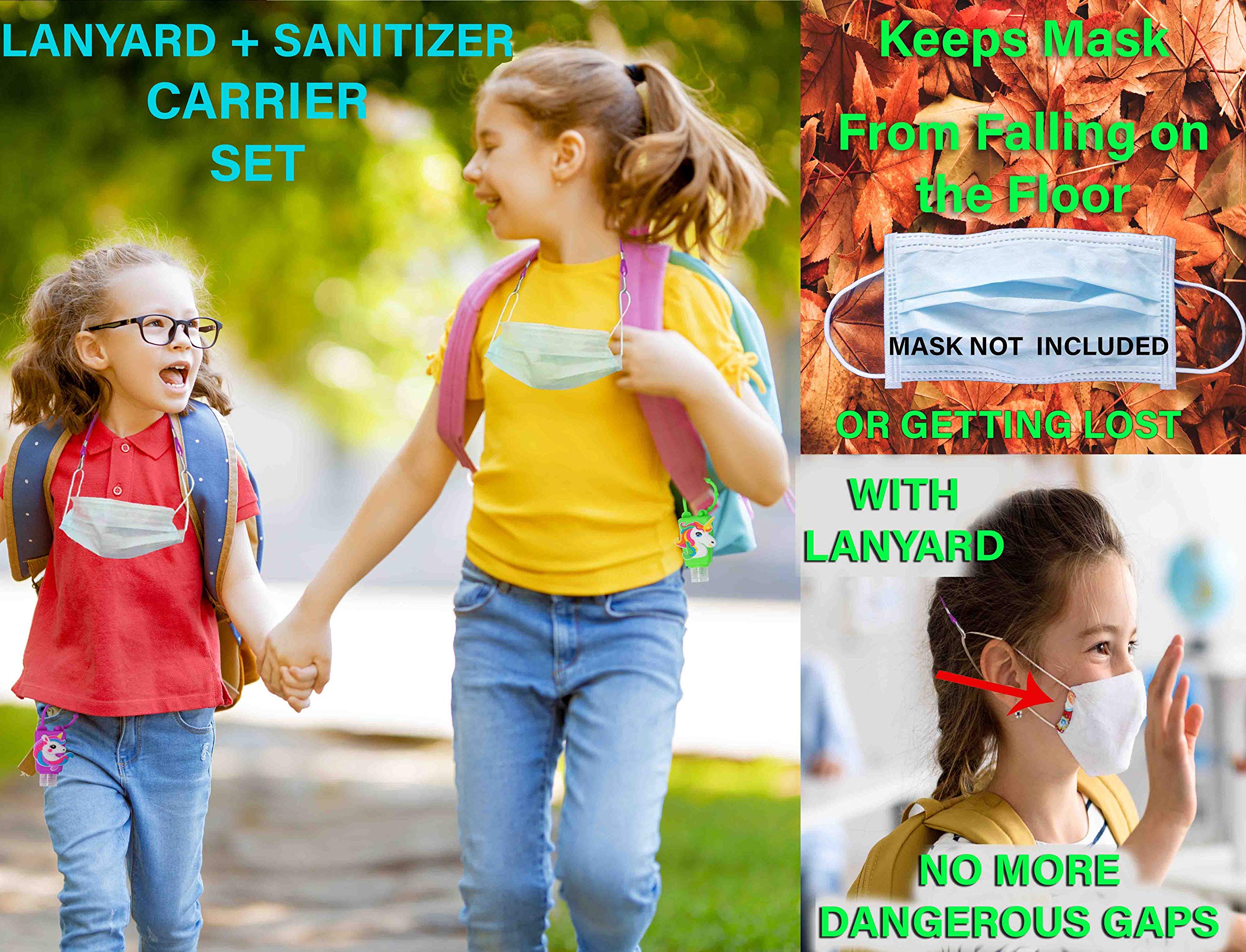 KINIA 8-Pack Unicorn Hand Sanitizer Bottles with Lanyards - Refillable for Kids Travel