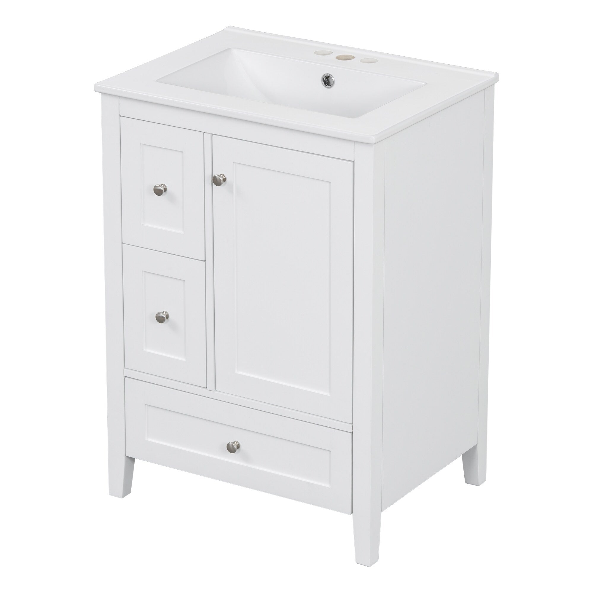 24 Inch Bathroom Vanity with Storage - Adjustable Shelf & Removable Dividers, MDF & Rubberwood Construction, Dark Green Finish for Modern Bathroom Decor