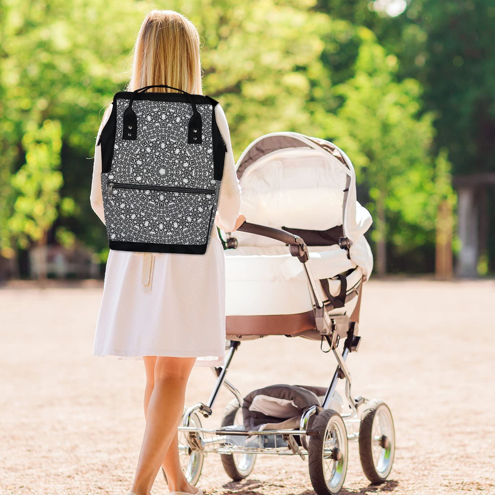 Vintage Mandala Diaper Backpack - Waterproof Baby & Laptop Bag for Travel