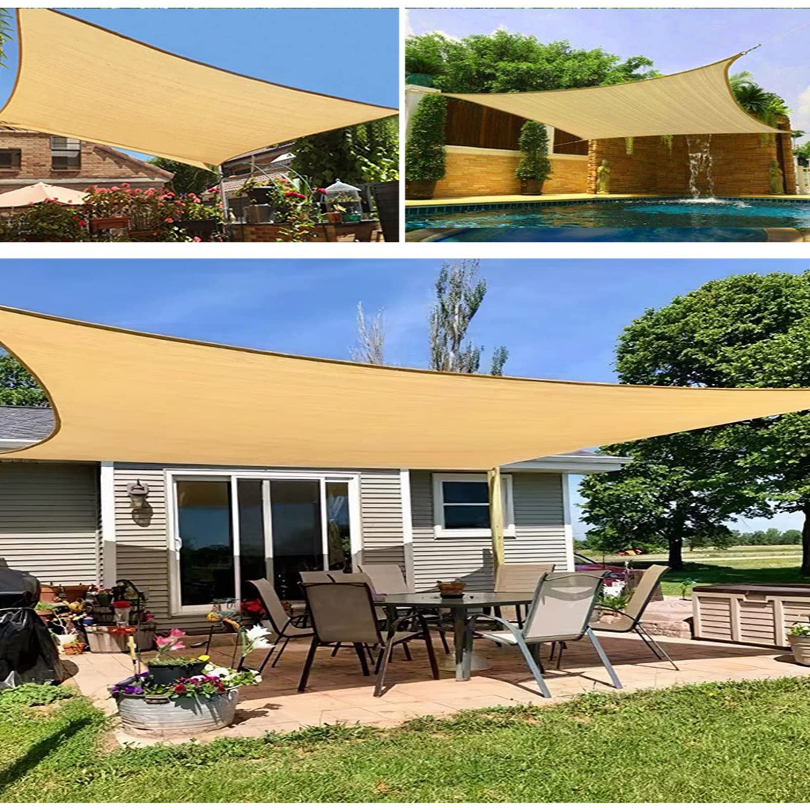 LIGUOYI Breathable Windproof UV Block Patio Sunshade - Customizable Beige Outdoor Canopy for Deck, Pergola & Backyard | Durable Tear-Proof Fabric for Sun Protection & Outdoor Relaxation