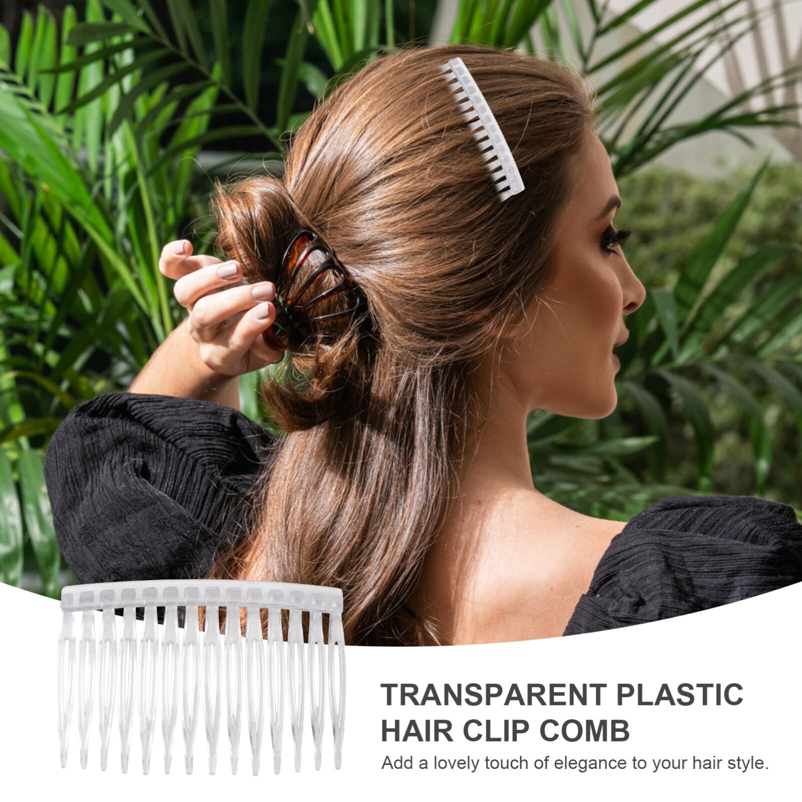 Uonlytech 10pcs Clear Plastic Hair Side Combs - Small Teeth Hair Accessories for Women | Perfect for Updos, Braids & Styling