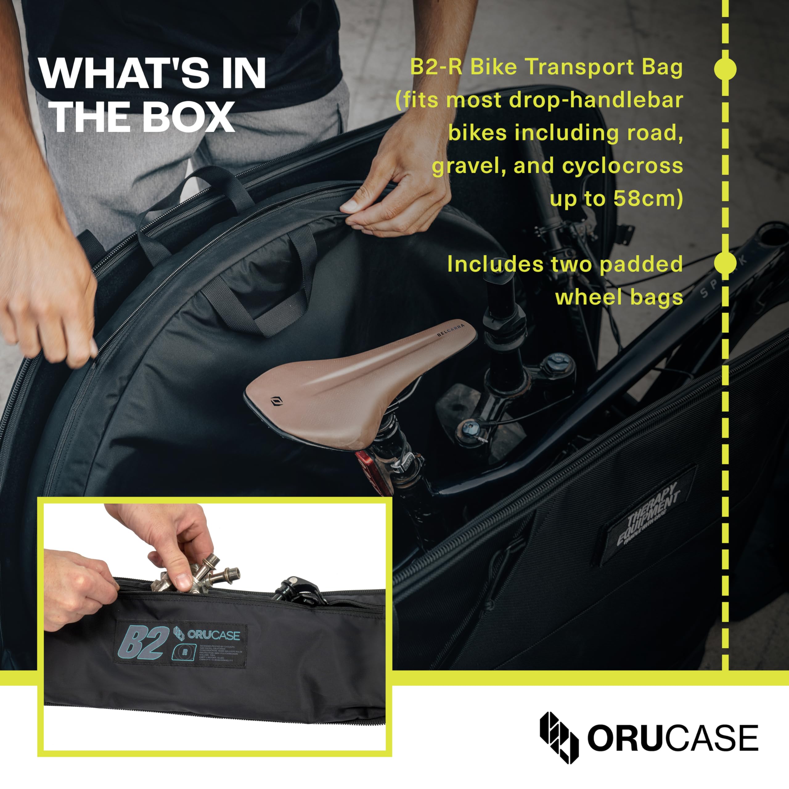 ORUCASE B2-R Collapsible Ultra Light Bike Travel Bag - Airplane Approved Road Bike Case for Air Travel - Durable & Compact Cycling Storage Solution - Perfect for International Trips & Cycling Competitions