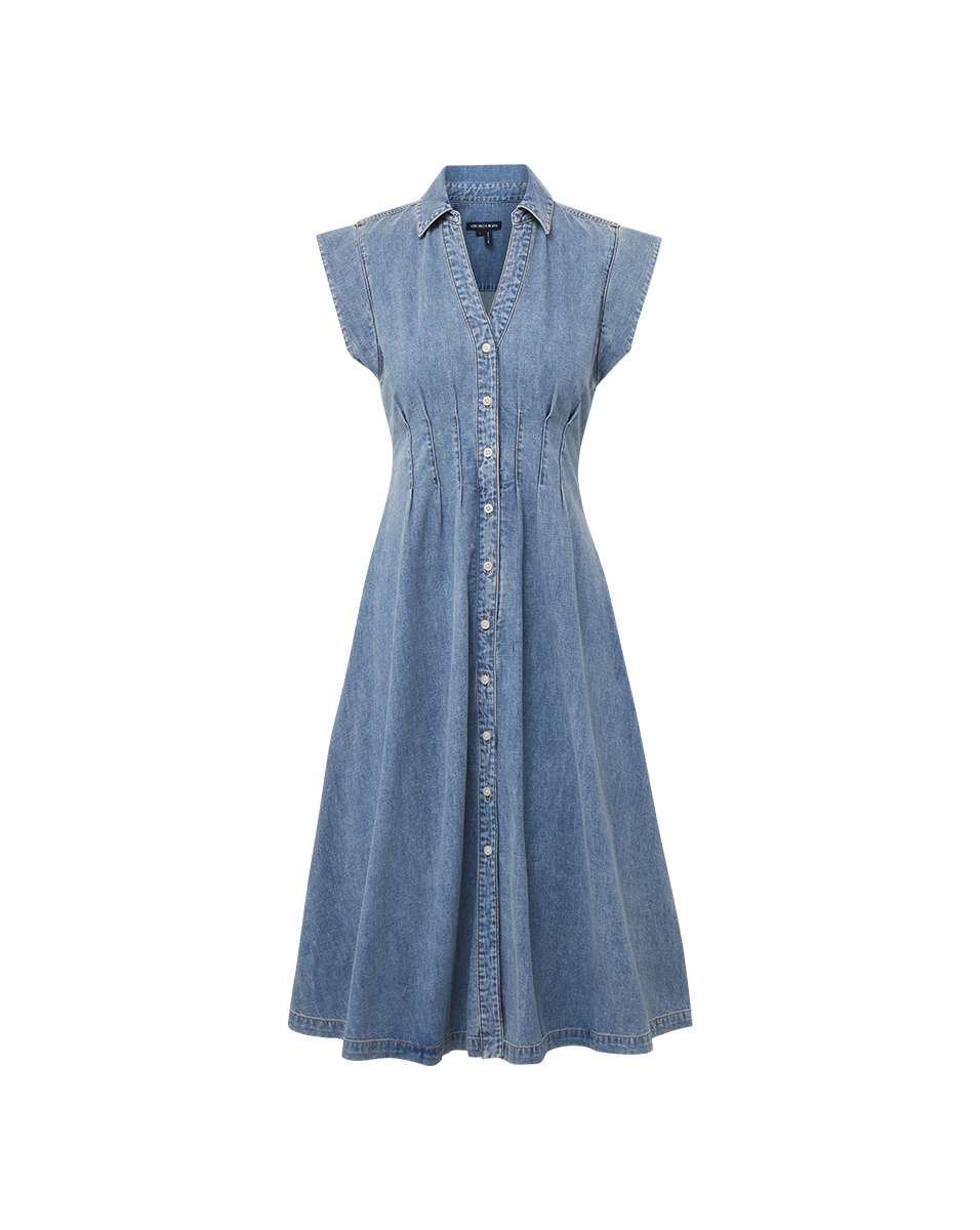 Stylish Ruben Denim Dress for Women - Vintage Blue Denim Shirt Dress with Pockets | Perfect for Casual Outings, Date Nights & Summer Fashion