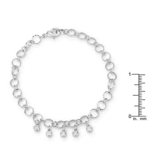 0.55 Ct Elegant 8-Piece Rhodium Plated CZ Charm Bracelet for Women - Perfect for Parties, Weddings & Everyday Wear