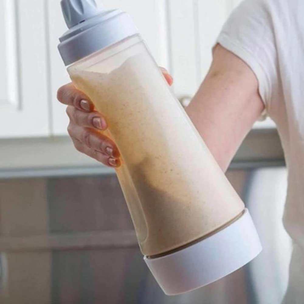 2-in-1 Pancake Batter Dispenser & Mixer Bottle with Stainless Steel Whisk Ball - Perfect for Pancakes, Waffles, Protein Shakes & Nutritional Supplements - Easy Pour Kitchen Tool for Breakfast & Meal Prep