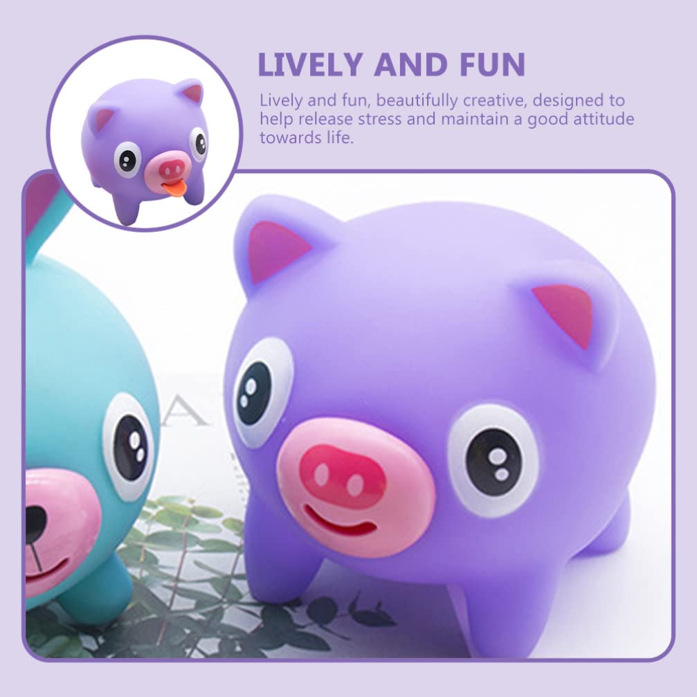 Zerodeko Squeaky Stress Ball for Kids - Cartoon Animal Squeeze Toy for Anxiety Relief & Sensory Play, Fun Party Favors for Birthdays, Christmas & Easter (Purple Pig) - Perfect for Classrooms, Travel & Office Stress Relief