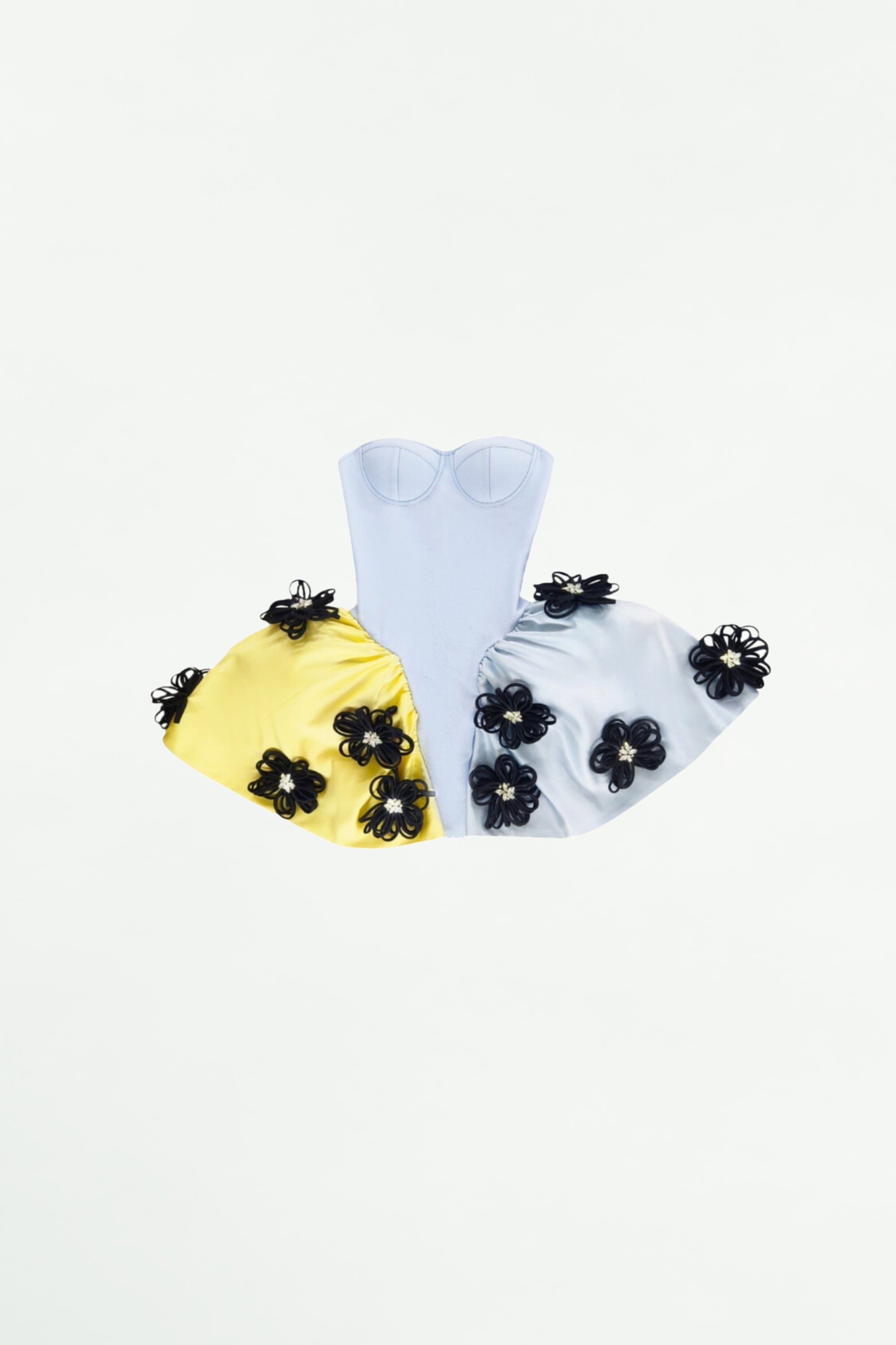 ALANIADE Contrast Color 3D Flower Puffy Mini Dress - Elegant Party Wear for Women, Perfect for Cocktail Parties, Date Nights & Special Occasions