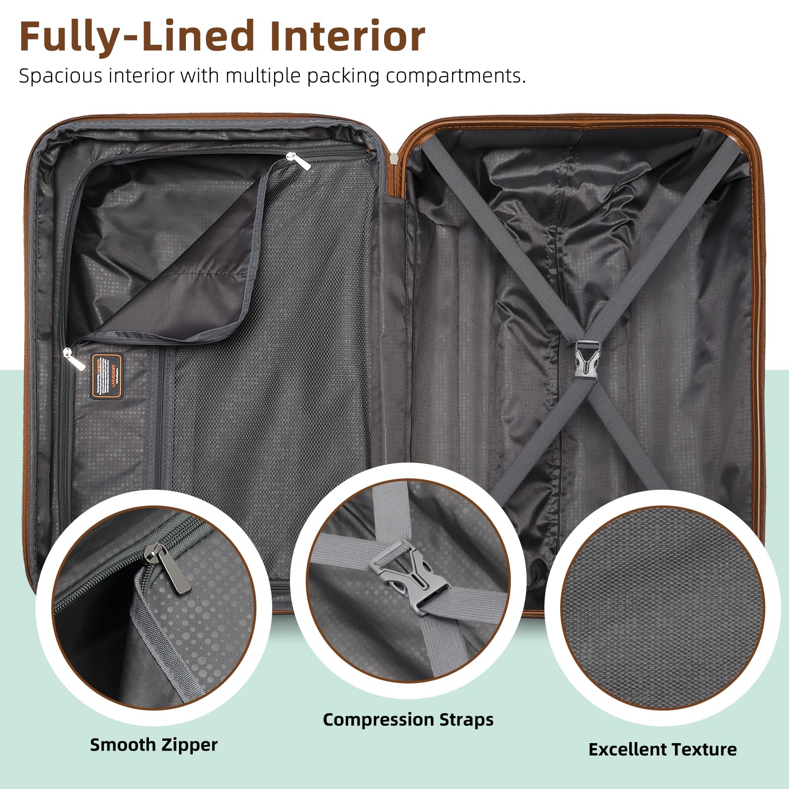 LARVENDER 6-Piece Expandable Hardshell Luggage Set with Spinner Wheels & TSA Locks - Vintage Travel Suitcase in Dark Green for Men & Women | Perfect for Family Vacations, Business Trips & International Travel