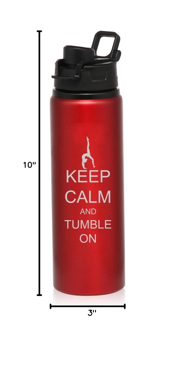 25 oz Aluminum Sports Water Bottle - Leak Proof & Durable for Travel, Gym, Hiking | Keep Calm and Tumble On Gymnastics Design | Perfect for Athletes, Outdoor Adventures & Fitness Enthusiasts