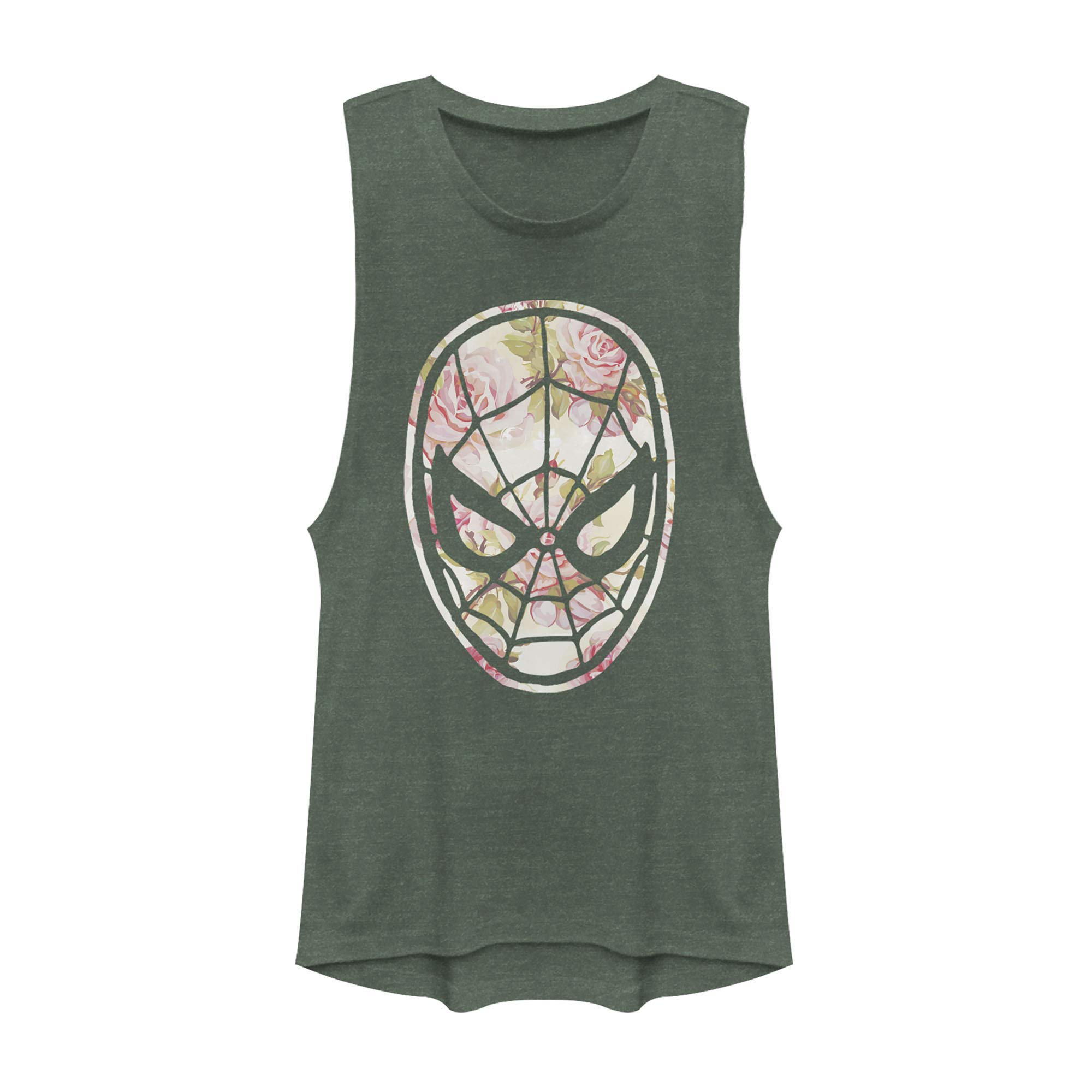 Marvel Classic Light Floral Spiderman Women's Muscle Tank Top - Gym Workout & Summer Casual Wear