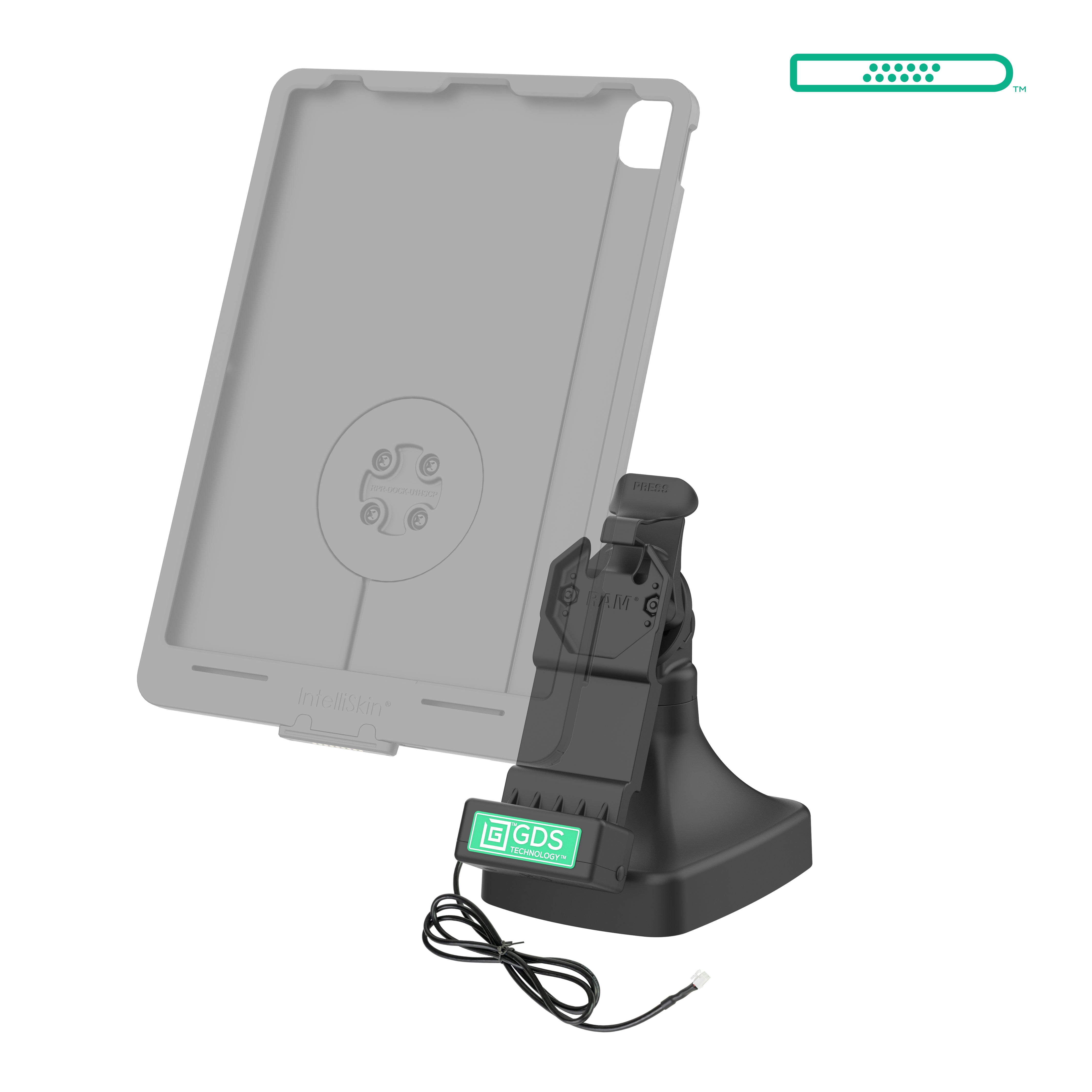 GDS® Uni Conn™ Tilt & Swivel Dock with PoE + Data (RAM GDS DOCK D14 U1E 2A) - Universal Mounting Solution for Security Cameras & Network Devices - Perfect for Office, Home & Outdoor Surveillance Systems